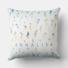 Tiny Wildflowers Herhaal Patroon Gepersonaliseerde Kussen