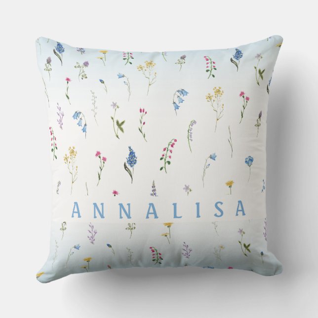 Tiny Wildflowers Herhaal Patroon Gepersonaliseerde Kussen (Achterkant)