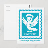 Tiny Wings Big Journeys Penny Post Briefkaart (Voorkant / Achterkant)