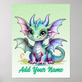Tiny Wings Dragon – Personalized Kids Wall Art Poster