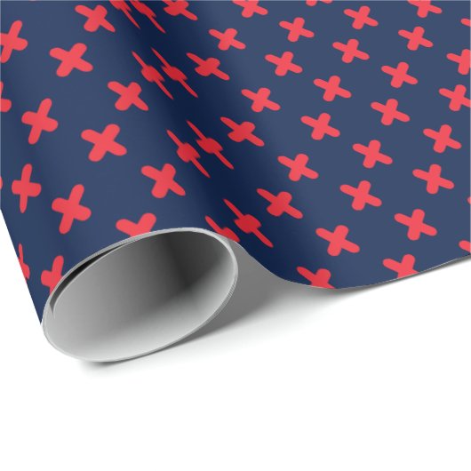 Tiny Xs Red op Navy Blue Cadeaupapier (Rol Hoek)