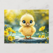 Tiny Yellow Chick Dromerige gouden licht natuur ku