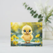 Tiny Yellow Chick Dromerige gouden licht natuur ku Briefkaart (Staand voorkant)