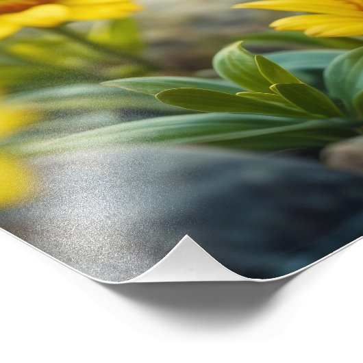 Tiny Yellow Chick Dromerige gouden licht natuur ku Foto Afdruk (Hoek)