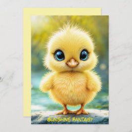 Tiny Yellow Chick Dromerige gouden licht natuur ku Kaart