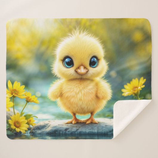Tiny Yellow Chick Dromerige gouden licht natuur ku Sherpa Deken (Voorkant (horizontaal))