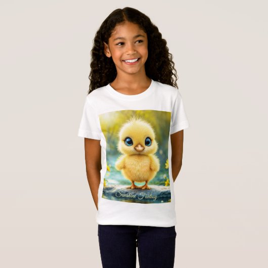 Tiny Yellow Chick Dromerige gouden licht natuur ku T-shirt (Voorkant volledig)