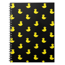 Tiny Yellow Duck op zwarte achtergrond Notitieboek
