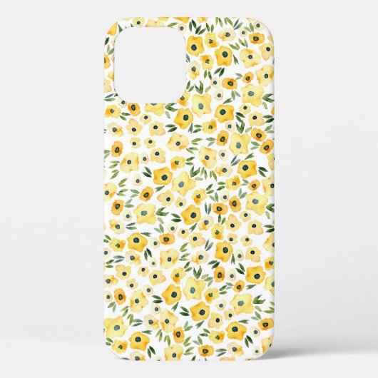 Tiny Yellow Flowers: Waterverf naadloos. Case-Mate iPhone Case (Achterkant)
