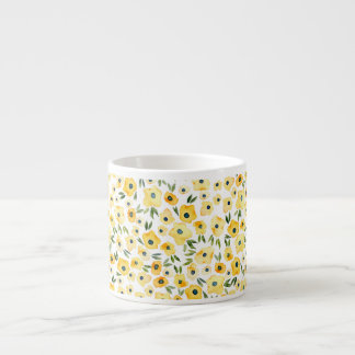 Tiny Yellow Flowers: Waterverf naadloos. Espresso Kop