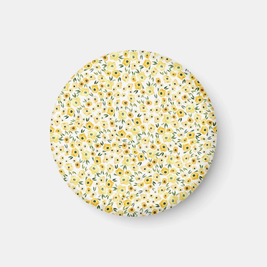 Tiny Yellow Flowers: Waterverf naadloos. Magneet (Voorkant)