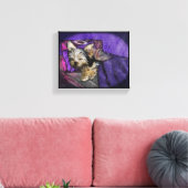 Tiny Yorkie Sleeping Angel Halo Memorial Art Canva Canvas Afdruk (Insitu (Woonkamer))