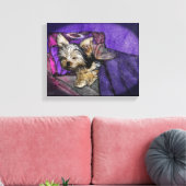 Tiny Yorkie Sleeping Angel Halo Memorial Art Canvas Afdruk (Insitu (Woonkamer))