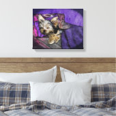Tiny Yorkie Sleeping Angel Halo Memorial Art Canvas Afdruk (Insitu (Slaapkamer))
