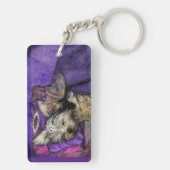 Tiny Yorkie Sleeping Angel Halo Memorial Art Sleutelhanger (achterkant)