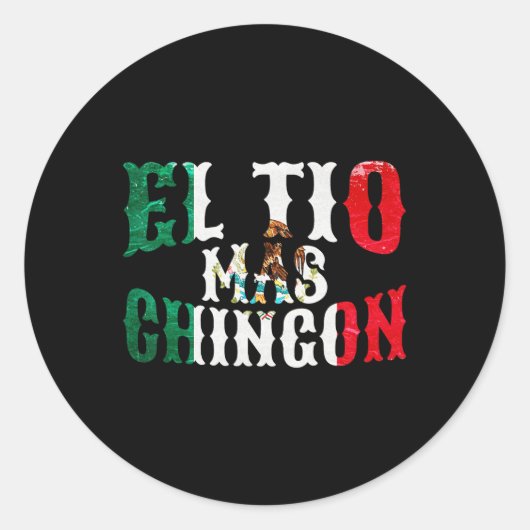 Tio Mas Chingon Mexicaans Grappig Spaans Oom Vader Ronde Sticker (Voorkant)
