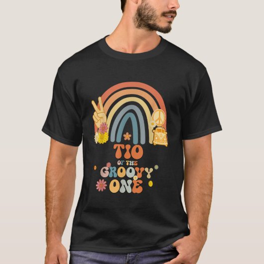 Tio van de Groovy One Rainbow Boho Verjaardagsfees T-shirt (Voorkant)