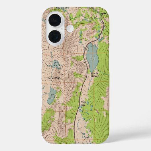 Tioga Pass, Californië Topografische kaart Case-Mate iPhone Case (Achterkant)
