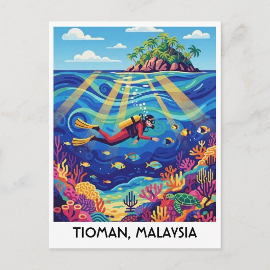 Tioman Maleisië Duiken Briefkaart (Voorkant)