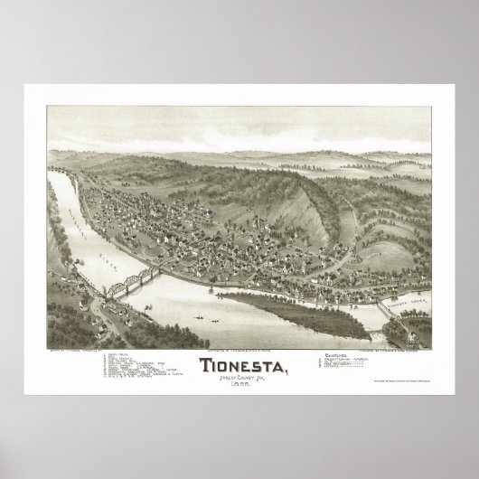 Tionesta, PA Panoramic Map - 1896 Poster (Voorkant)