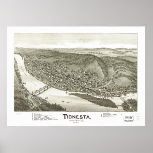 Tionesta Pennsylvania 1896 Antiek Panorama Poster