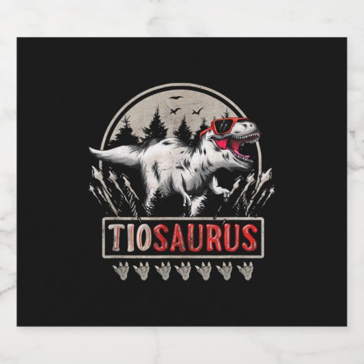 Tiosaurus t rex dinosaur tio saurus met sunglasse sparkling wijnetiket (Enkel label)