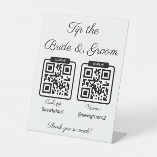 Tip de bruid en bruidegom QR Code Trouwbord Reclamebord Met Voetstuk