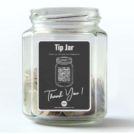 Tip Jar, Aangepaste QR-code Betalen App, Zwart Vin Sticker