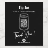 Tip Jar, Aangepaste QR-code Betalen App, Zwart Wijn Etiket (Enkel label)