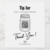 Tip Jar, Aangepaste QR-code Betaling App, Wit Wijn Etiket (Enkel label)