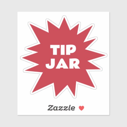 Tip Jar op Rode Starburst Vorm Sticker (Vel)