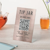 Tip Jar QR Code Roze Goud Tafelmodel Reclamebord Met Voetstuk (Insitu)