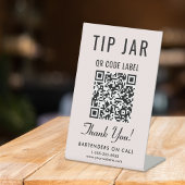 Tip Jar QR Code Roze Tafelblad Reclamebord Met Voetstuk