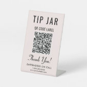 Tip Jar QR Code Roze Tafelblad Reclamebord Met Voetstuk (Voorkant)