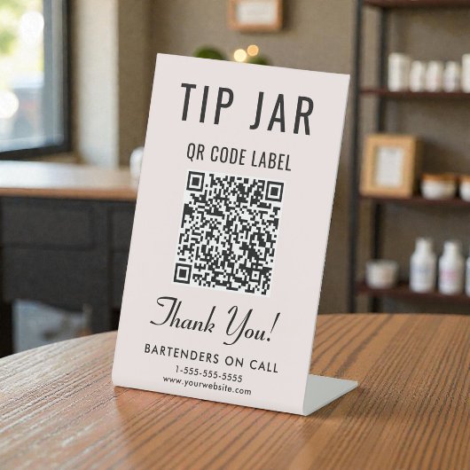 Tip Jar QR-code roze tafelmodel Reclamebord Met Voetstuk