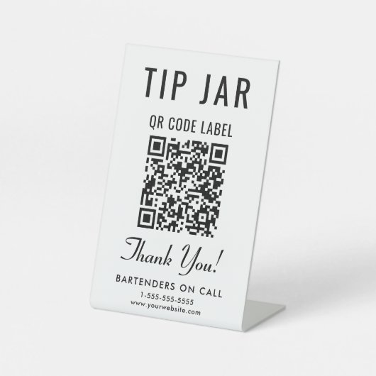 Tip Jar QR Code Tafelblad Reclamebord Met Voetstuk (Voorkant)