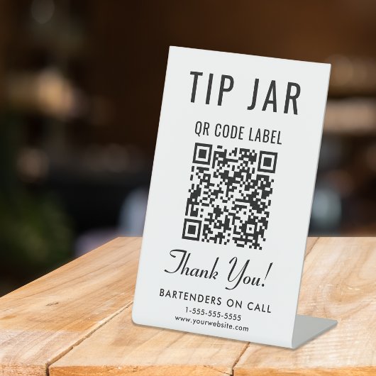 Tip Jar QR Code Tafelblad Reclamebord Met Voetstuk