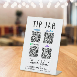 Tip Jar QR Code Venmo PayPal Cashapp Zelle Reclamebord Met Voetstuk