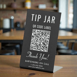 Tip Jar QR Code Zwarte Tafelmodel Reclamebord Met Voetstuk
