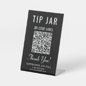 Tip Jar QR-code Zwarte Tafelmodel Reclamebord Met Voetstuk (Voorkant)
