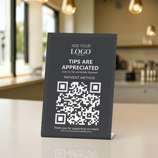 Tip Jar Scan om QR-code te betalen Contactloos Mob Reclamebord Met Voetstuk