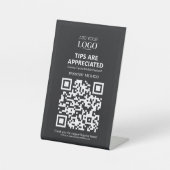 Tip Jar Scan om QR-code te betalen Contactloos Mob Reclamebord Met Voetstuk (Voorkant)