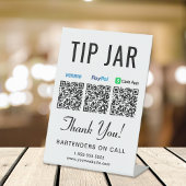 Tip Jar Venmo Paypal Cashapp QR Codes Tafelblad Reclamebord Met Voetstuk