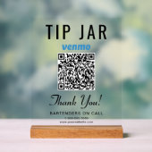 Tip Jar Venmo QR-code helder Acryl Bord (Neutraal)
