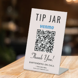 Tip Jar Venmo QR Code Roze Reclamebord Met Voetstuk