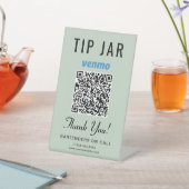 Tip Jar Venmo QR Code Sage Groen tafelblad Reclamebord Met Voetstuk (Insitu)