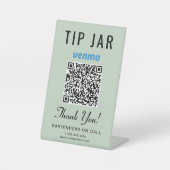 Tip Jar Venmo QR Code Sage Groen tafelblad Reclamebord Met Voetstuk (Voorkant)