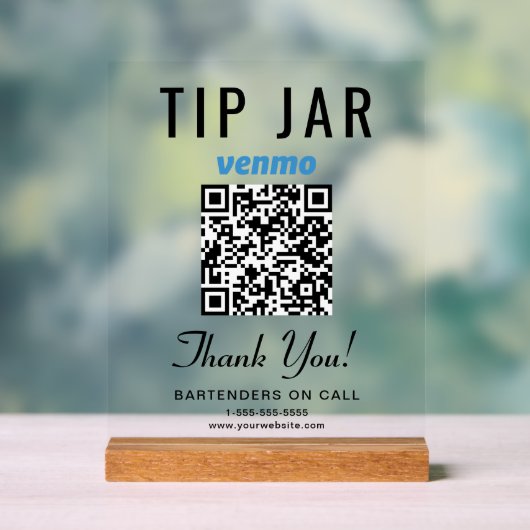 Tip Jar Venmo QR Code Wissen Acryl Bord (Neutraal)