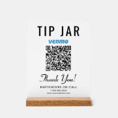 Tip Jar Venmo QR Code Wit Acryl Bord (Voorkant)