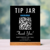 Tip Jar Venmo QR Code Zwart Acryl Bord (Neutraal)